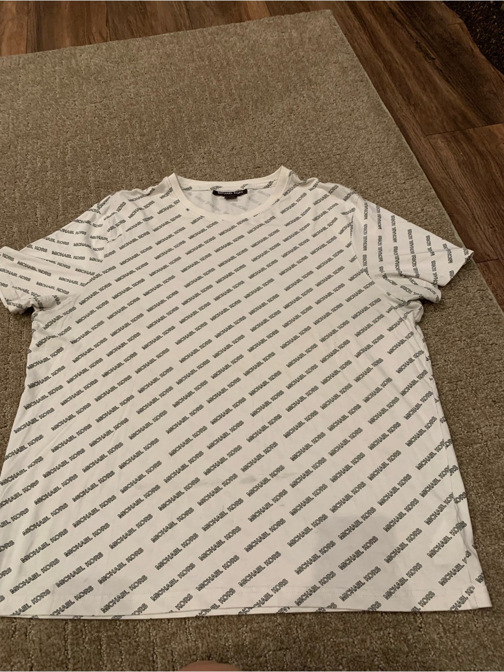 Michael Kors White T-Shirt with Diagonal Logo Print